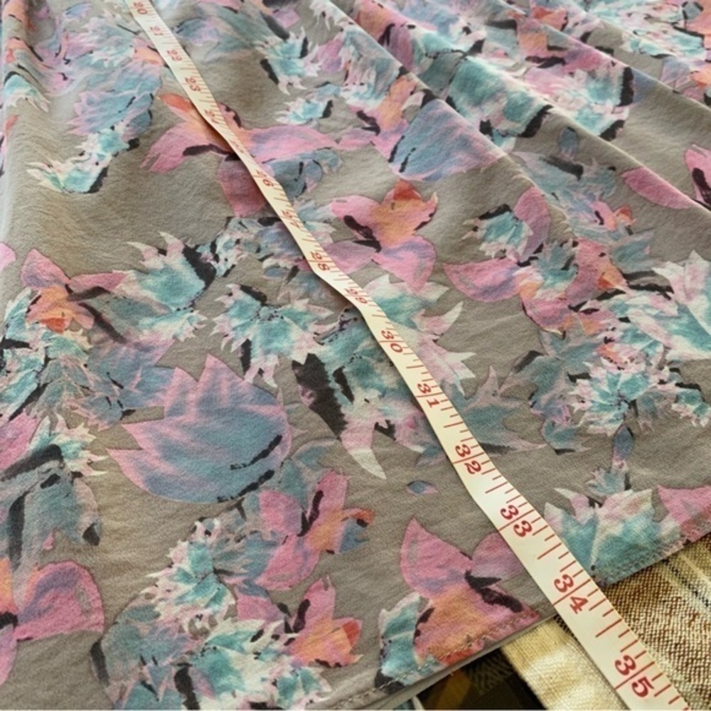 Rebecca Taylor Gray Pink Blue Silk Floral Mai Tai Time A-Line Twee Dress 2 - Picture 14 of 15